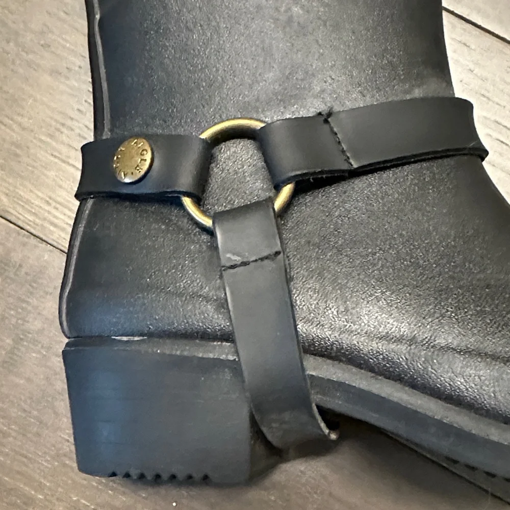 Aigle Black Rubber Harness Rain Boots